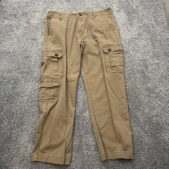 Iron Co Cargo Pants Mens 36x30 Tan Cotton Utility Pockets Straight Leg Outdoor - Picture 1 of 10